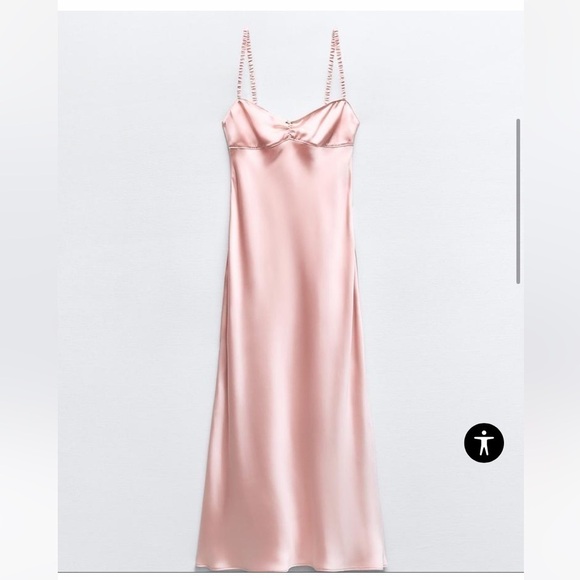 Zara NWT satin slip dress pink - Picture 3 of 8